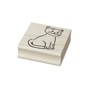 An kattunge Wood Art Frimärke Stämpel