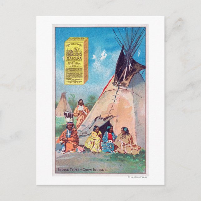 An Kråka Indian Tepee, Maizena Product Ad Vykort (Framsida)