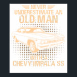 An Old Man Chevrolet Impala Ss 1965 Poster<br><div class="desc">A vintage classic car poster perfect for decorating your home, garage, office, or studio. This retro automotive artwork is ideal for car enthusiasts, collectors, and anyone who appreciates timeless classic car culture.</div>