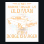 An Old Man Dodge Charger 1970 Poster<br><div class="desc">A vintage classic car poster perfect for decorating your home,  garage,  office,  or studio. This retro automotive artwork is ideal for car enthusiasts,  collectors,  and anyone who appreciates timeless classic car culture.</div>