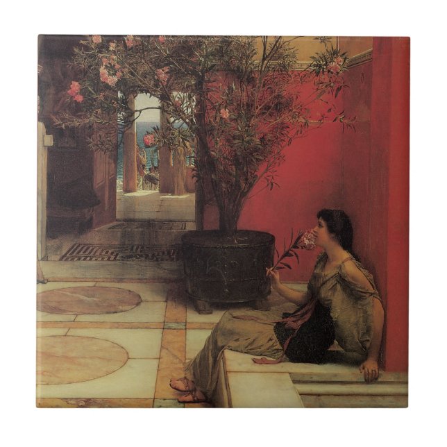 An Oleander av Alma Tadema, Vintage Flowers Kakelplatta (Framsidan)