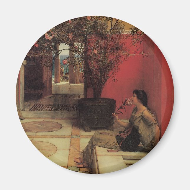 An Oleander av Alma Tadema, Vintage Flowers Magnet (Framsidan)