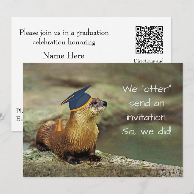 An Otter Graduation Party Invitation Card Kort (Fram/baksida)