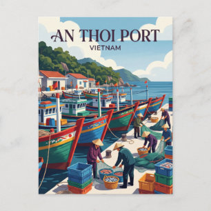An Thới fiskehamn Vietnam Vykort