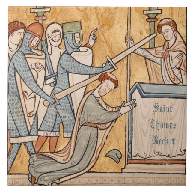 An Tidigt Martyrdom of St Thomas Becket in Art Kakelplatta (Framsidan)