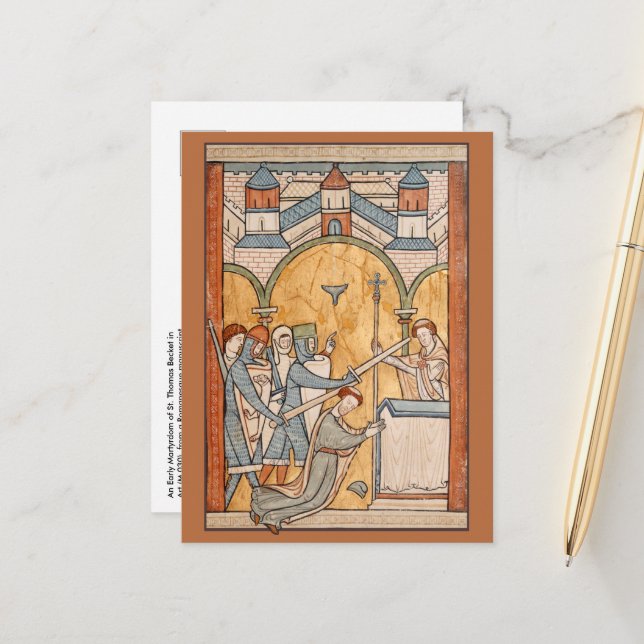 An Tidigt Martyrdom of St Thomas Becket in Art Vykort (Fram/Back In Situ)