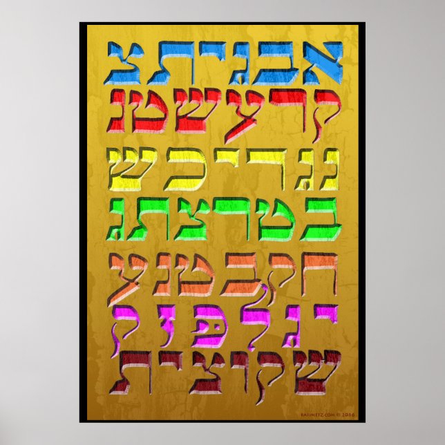 Ana b"Koach ~ Initial Brev ~ Guld Poster (Framsidan)