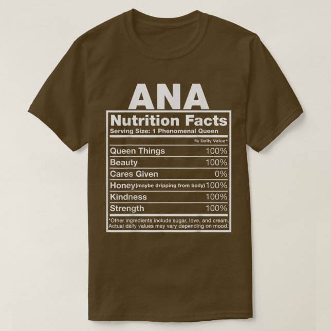 Ana Nutrition FactsAna Namn Birthday T Shirt (Design framsida)
