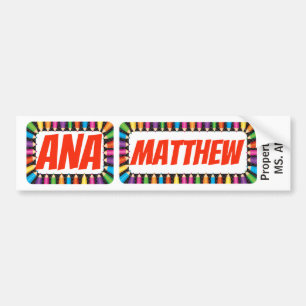 Ana och Matthew namn bricka med färgpennabordr Bildekal