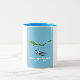 Anacapa Island Kalifornien, karta Två-Tonad Mugg
