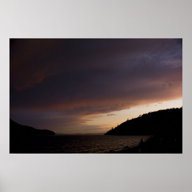Anacortes Island och Burrows Bay Sunset Print Poster (Framsidan)