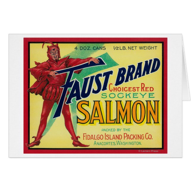 Anacortes, Washington - Faust Salmon Fodral-etiket Hälsningskort (Framsidan Horizontal)