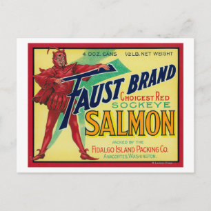 Anacortes, Washington - Faust Salmon Fodral-etiket Vykort
