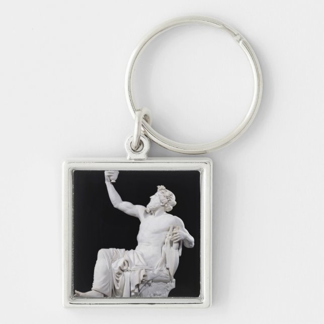 Anacreon 1851 fyrkantig silverfärgad nyckelring (Framsidan)
