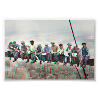 Anaglyph 3D Photo- Lunch atop Skyscraper New York Fototryck