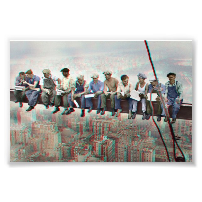 Anaglyph 3D Poster- Lunch atop Skyscraper New York Fototryck (Framsidan)
