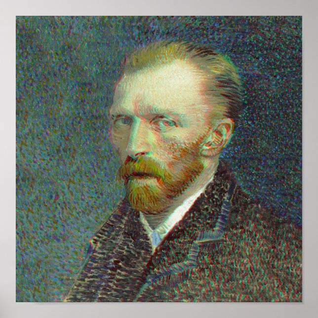 Anaglyph 3D Vincent van Gog Self-Porträtt Poster (Framsidan)
