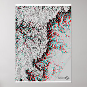 Anaglyph Karta - Geopark-använda 3D-glas Poster