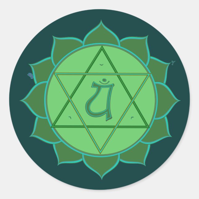 Anahata Chakra Sticker Runt Klistermärke (Framsida)