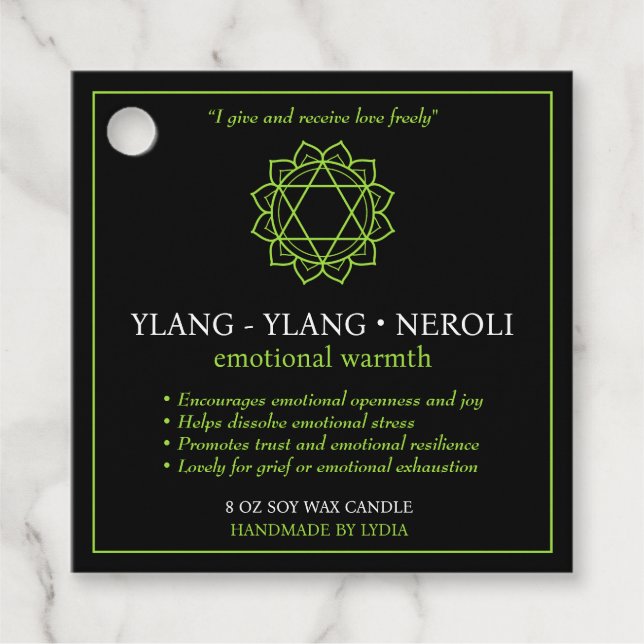 Anahata Heart Chakra Candle Label Gåvor Etiketter (Framsida)