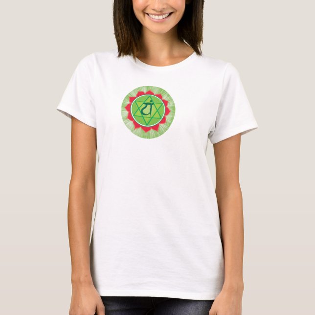 Anahata Heart Chakra Flowy Circle Top, White T-shirt (Framsida)