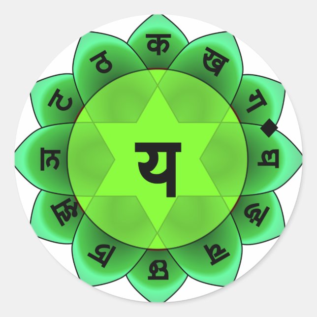Anahata Heart Chakra Runt Klistermärke (Framsida)