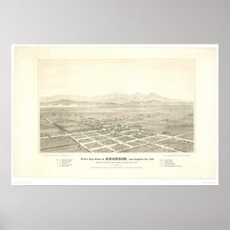 Anaheim, CA. Panoramisk Karta (0025A) - Återställd Poster