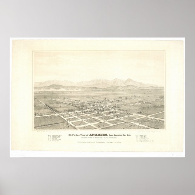 Anaheim, CA. Panoramisk Karta (0025A) - Återställd Poster (Framsidan)