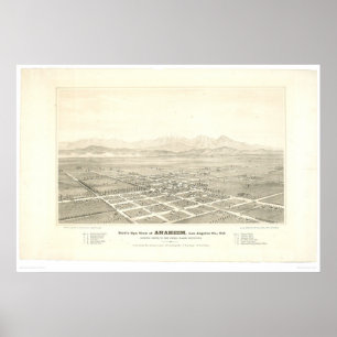Anaheim, CA. Panoramisk Karta (0025A) - Oåterställ Poster