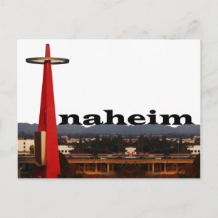 Anaheim CA Skyline med Anaheim i Himmel Vykort