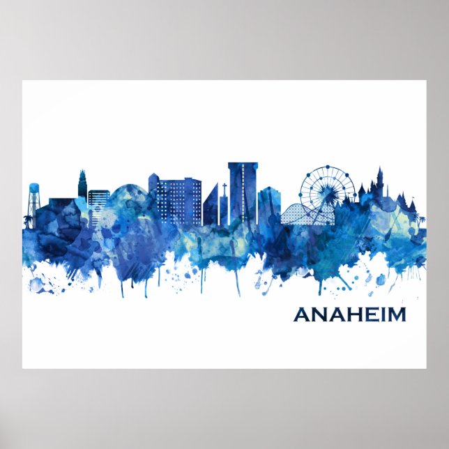 Anaheim California Skyline Blue Poster (Framsidan)