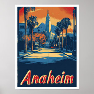 Anaheim California USA Vintage resor Illustration Poster