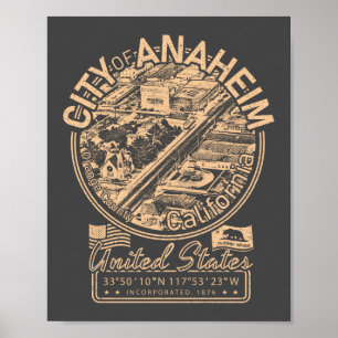 ANAHEIM CALIFORNIA VINTAGE - ANAHEIM CA:S STAD POSTER