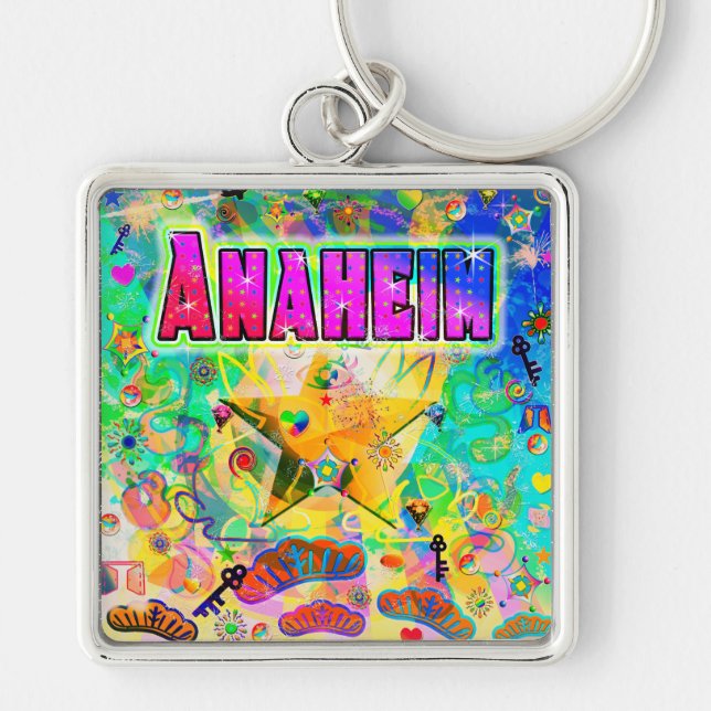 Anaheim Epoch Hour Keychain Fyrkantig Silverfärgad Nyckelring (Framsidan)