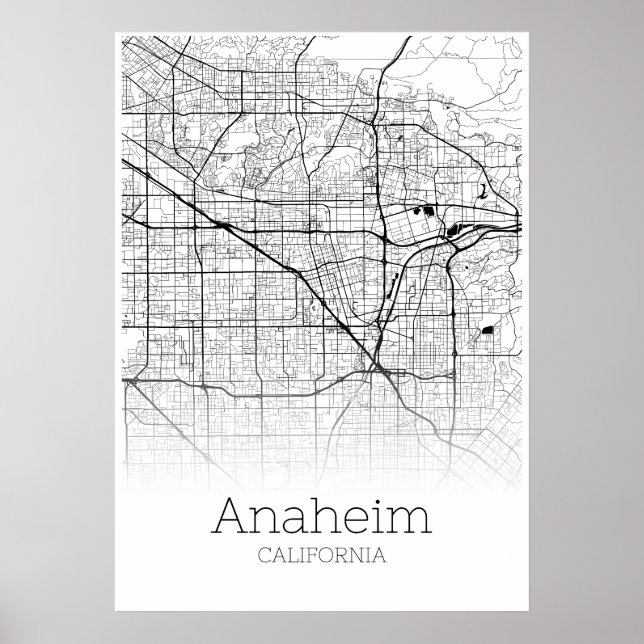 Anaheim Karta - Kalifornien - City Karta Poster (Framsidan)