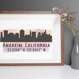 Anaheim Skyline Latitude och Longitud Poster