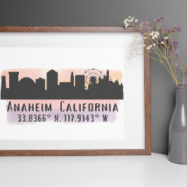 Anaheim Skyline Latitude och Longitud Poster