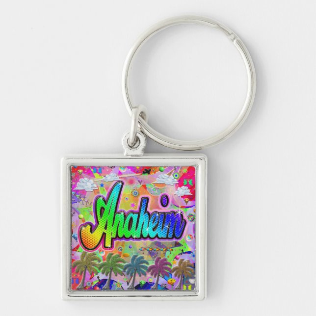 Anaheim Vista Express-nyckelkedja Fyrkantig Silverfärgad Nyckelring (Framsidan)