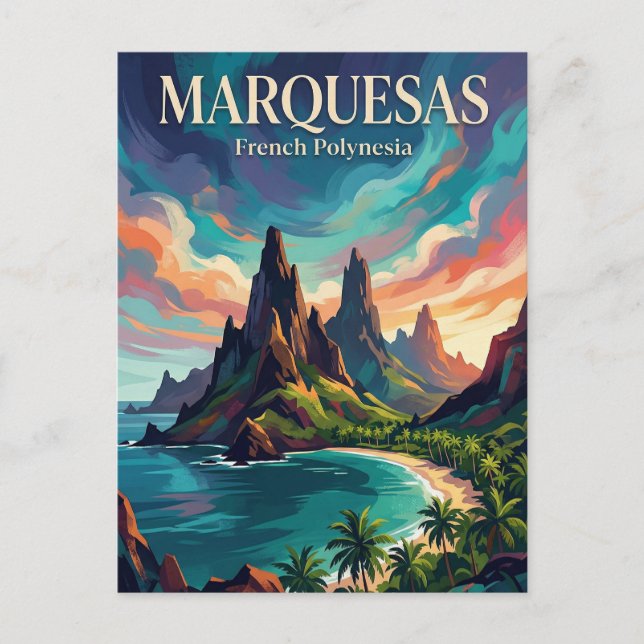 Anaho Bay Franska Polynesien Vykort (Framsida)