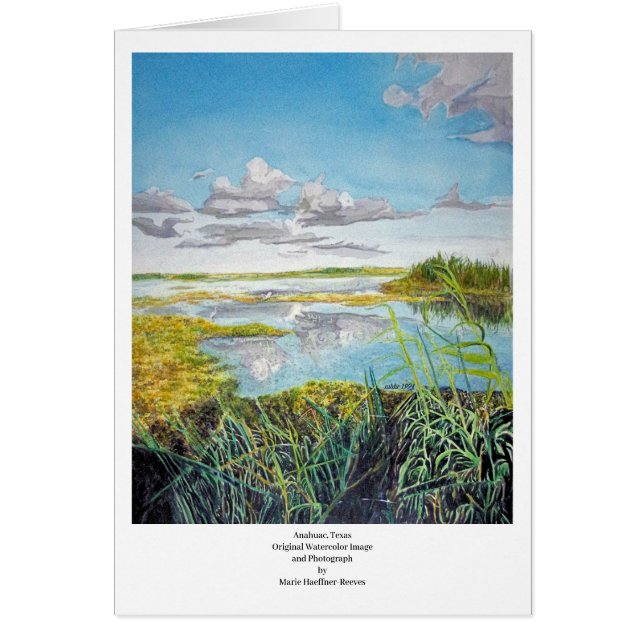 Anahuac, Texas: Watercolor Image av Marie Reeves Hälsningskort (Framsidan)
