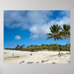 Anakena, Rapa Nui, Påsk, Chile Poster