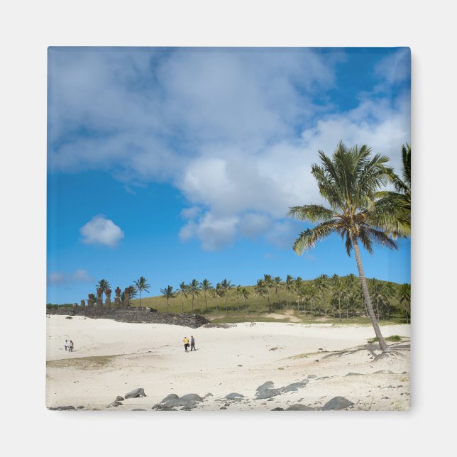 Anakena, Rapa Nui, Påsk Island, Chile Magnet (Framsidan)