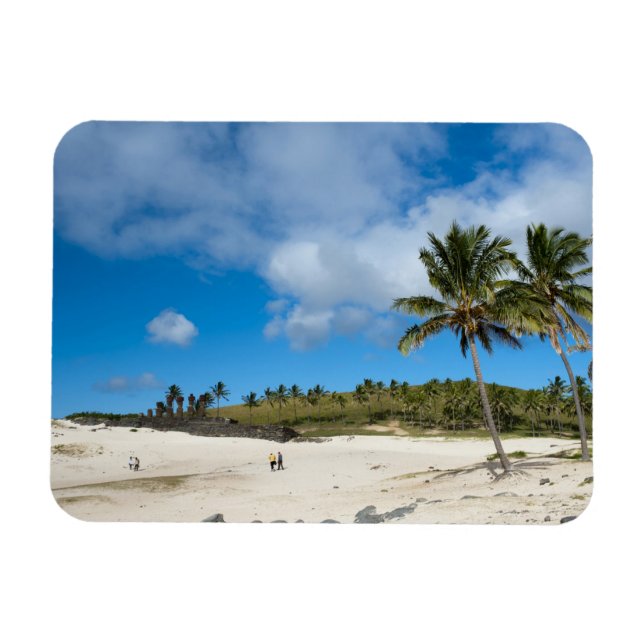 Anakena, Rapa Nui, Påsk Island, Chile Magnet (Horisontell)