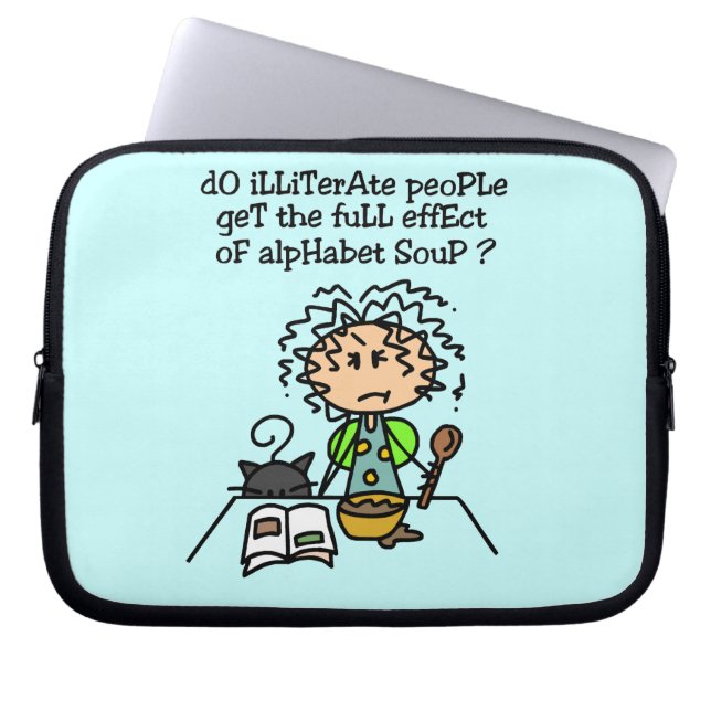 Analfabeter i Humor Laptop Sleeve (Framsidan)