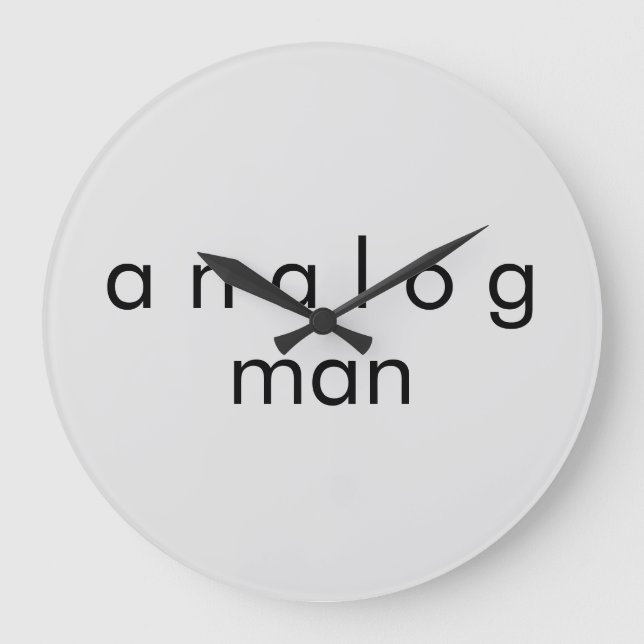 Analog Man Audio Grå Kvarts Vägglocka Stor Klocka (Framsida)