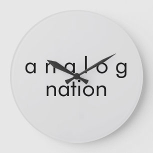 Analog Nation Audio Grå Kvarts Vägglocka Stor Klocka