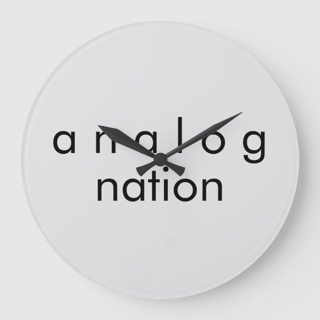 Analog Nation Audio Grå Kvarts Vägglocka Stor Klocka (Framsida)