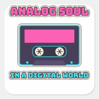 Analog själ i en digital värld Retro kassett Fyrkantigt Klistermärke