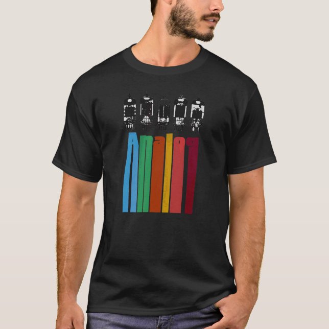 Analog Vacuum Tubes Audio Valve Amps Retro Aesthet T Shirt (Framsida)