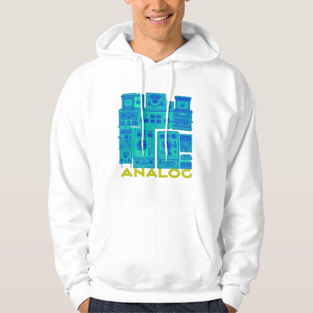 Analog Vibes: Retro Tech Design Hoodie (Framsida)